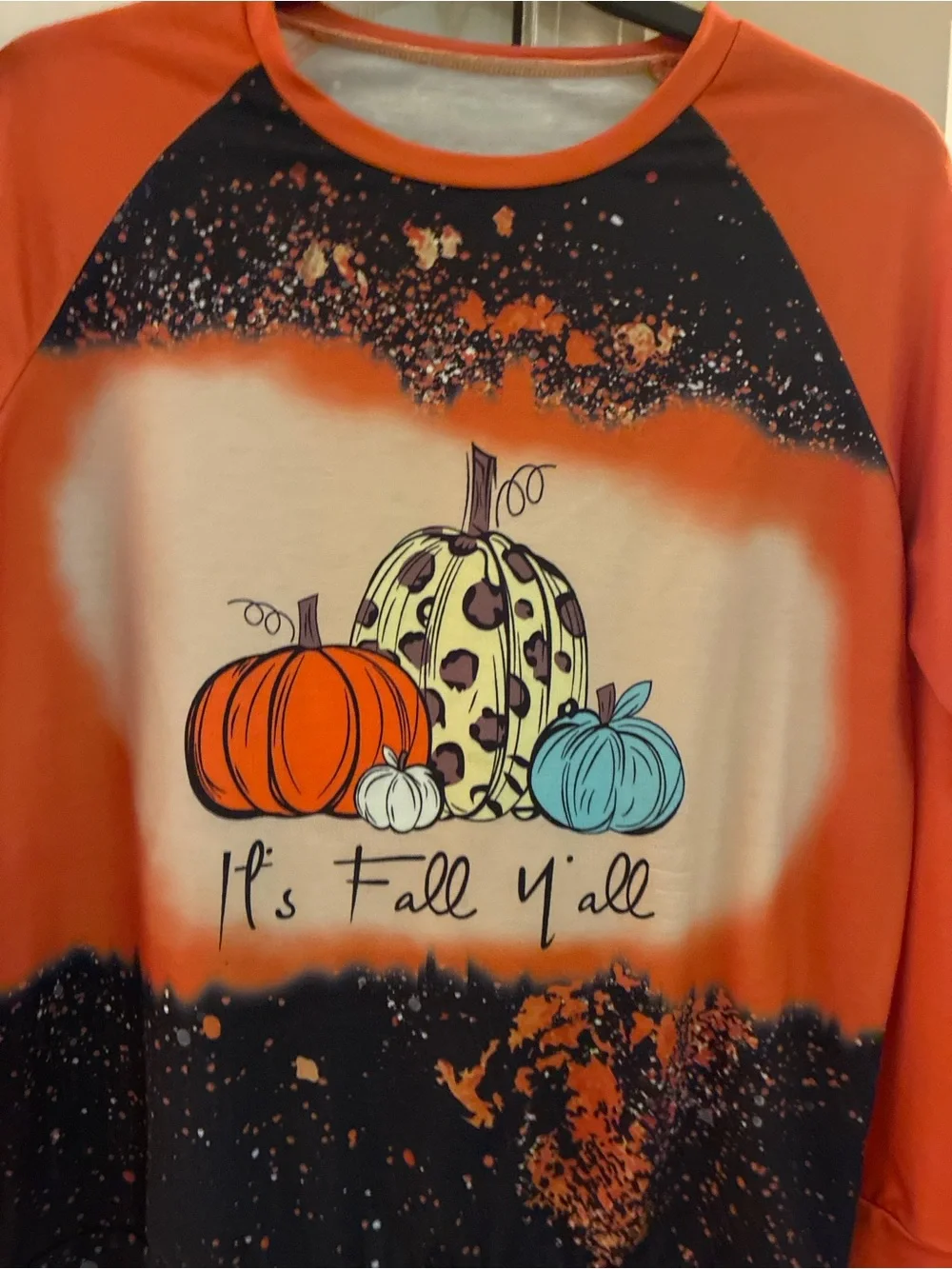 Womens Orange Fall Graphic Long-Sleeve Top - 
